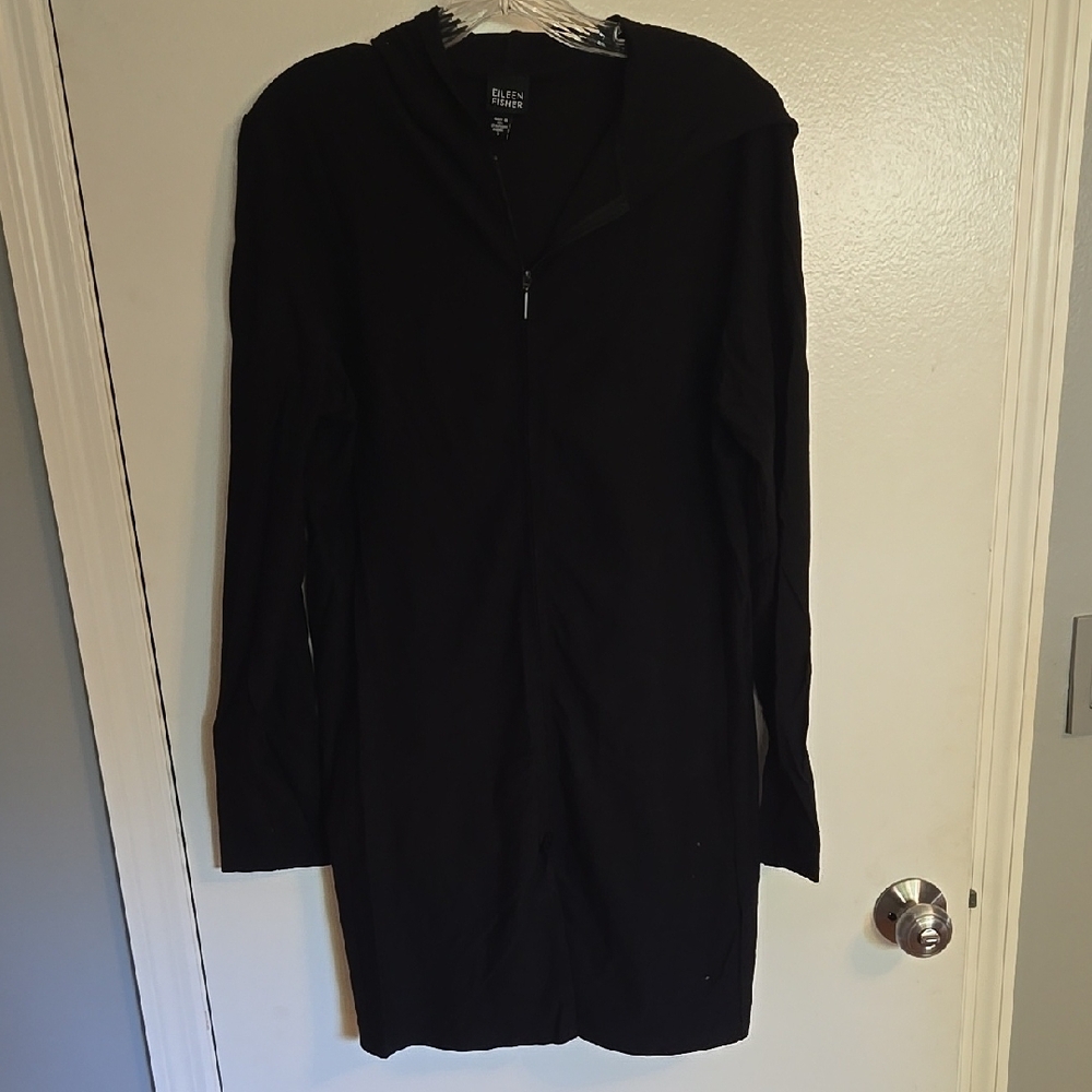 Eileen Fisher Black Zippered Hoodie